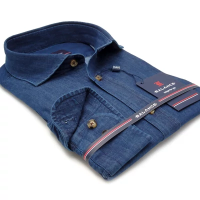 Balance karcsúsított szabású slim-fit, puha galléros, indigófestésű Paul farmering Balance karcsúsított szabású slim-fit, puha galléros, indigófestésű Paul farmering