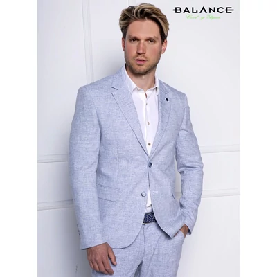 Balance béleletlen, enyhén rugalmas pamut anyagú, két gombos, két slicces karcsúsított világoskék Srem nyári zakó Balance béleletlen, enyhén rugalmas pamut anyagú, két gombos, két slicces karcsúsított világoskék Srem nyári zakó