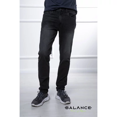 Balance enyhén koptatott fekete rugalmas, kissé szűkebb slim-fit Erik farmernadrág Balance enyhén koptatott fekete rugalmas, kissé szűkebb slim-fit Erik farmernadrág