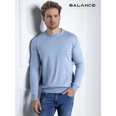 Balance vékony kötött környakas világoskék melange Melar pulóver