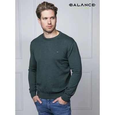 Balance vékony kötött környakas olajzöld melange Melar pulóver Balance vékony kötött környakas olajzöld melange Melar pulóver