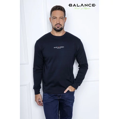 Balance környakas sötétkék hosszú ujjú Tom póló, prémium pamut anyagból, mellén nyomott márkafelirattal