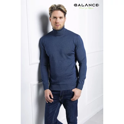 Balance vékony kötött garbós nyakú farmerkék melange színű pulóver Balance vékony kötött garbós nyakú farmerkék melange színű pulóver