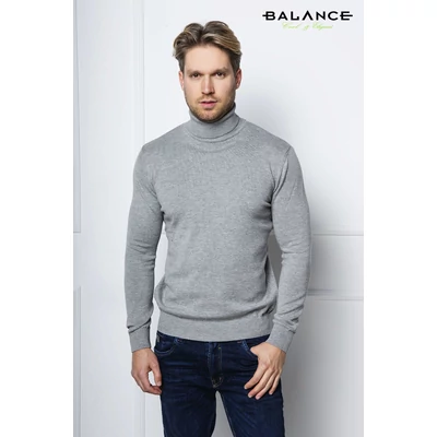 Balance vékony kötött garbós nyakú világosszürke melange színű pulóver Balance vékony kötött garbós nyakú világosszürke melange színű pulóver