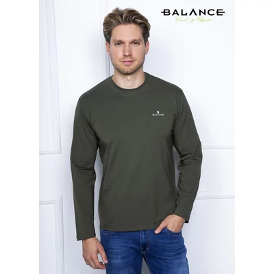 Balance környakas, rugalmas pamut anyagú keki hosszú ujjú Lycer póló, mellén kis márkafelirattal