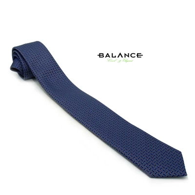 Balance anyagában szövött sötétkék-világoskék mintás, apró arany pöttyös keskeny selyem nyakkendő Balance anyagában szövött sötétkék-világoskék mintás, apró arany pöttyös keskeny selyem nyakkendő