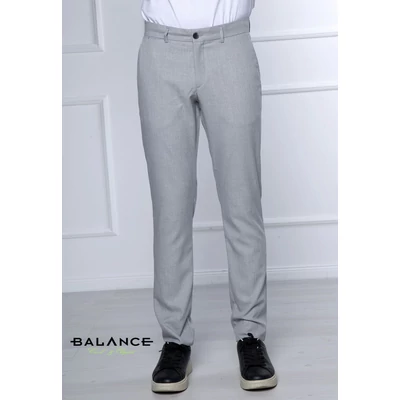 Balance szürke strukturált felületű rugalmas vékony szövet anyagú, svédzsebes Werum nadrág slim-fit fazonban