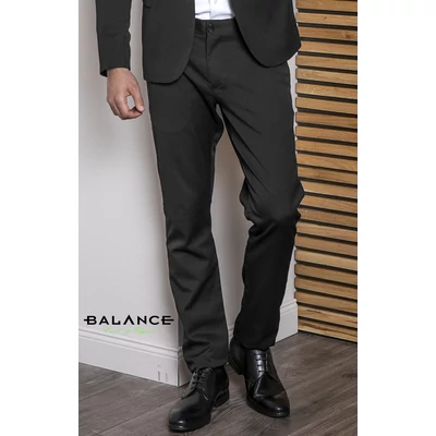 Balance fekete strukturált felületű rugalmas vékony szövet anyagú, svédzsebes Werum nadrág slim-fit fazonban