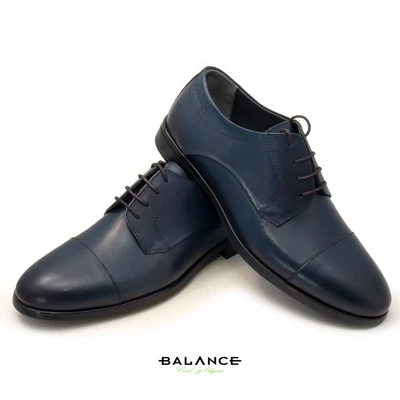 Balance fűzős bőr alkalmi férfi cipő, színátmenetes sötétkék színben, díszítő tűzésekkel