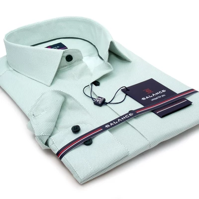 Balance fehér alapon nyomott zöld apró pöttymintás hosszú ujjú, karcsúsított fazonú, rugalmas anyagú Dotted slim-fit ing