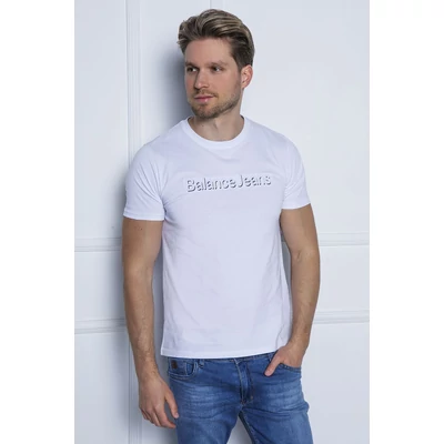 Balance környakas fehér rövid ujjú Bigpuff póló, mellén dombornyomott, árnyékolt márkafelirattal