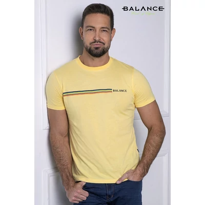 Balance környakas citromsárga rövid ujjú Rainbow póló, mellén márkafeliratos nyomattal