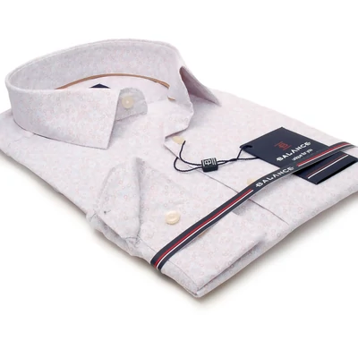 Balance nyomott drapp karikamintás hosszú ujjú, karcsúsított fazonú, rugalmas anyagú Spiral slim-fit ing