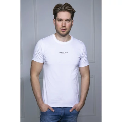 Balance környakas rövid ujjú fehér pamut B-mid póló, mellén kisméretű nyomott márkafelirattal