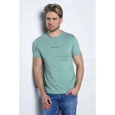 Balance környakas rövid ujjú pasztellzöld pamut B-mid póló, mellén kisméretű nyomott márkafelirattal