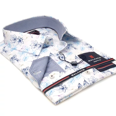 Balance fehér alapon nyomott virágmintás hosszú ujjú, enyhén karcsúsított Sean slim-fit ing