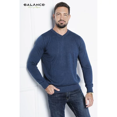 Balance vékony kötött V-nyakú sötétkék Melange pulóver Balance vékony kötött V-nyakú sötétkék Melange pulóver