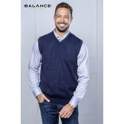 Balance vékony kötött V-nyakú sötétkék mellény