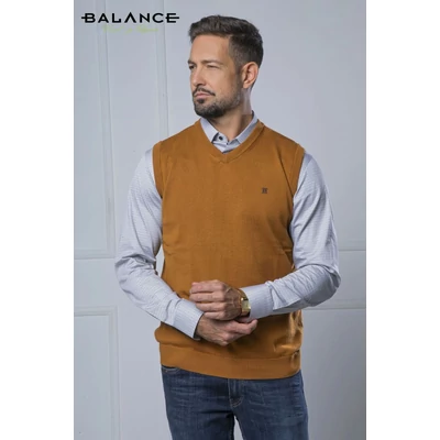 Balance vékony kötött V-nyakú sötét mustársárga mellény Balance vékony kötött V-nyakú sötét mustársárga mellény