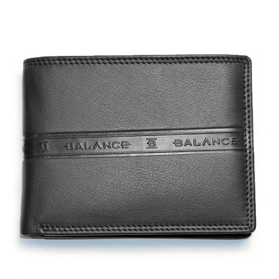 Balance fekete bőr pénztárca apró pénz és kártya tartó rekeszekkel