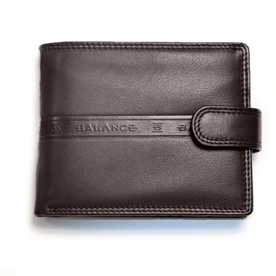 Balance sötétbarna bőr pénztárca, patentos záródással, aprópénz és kártya tartó rekeszekkel