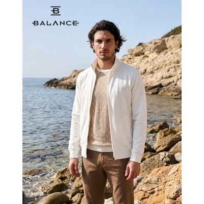 Balance lenes elejű, pamut ujjú és hátú, ekrü színű cipzáras átmeneti Loro dzseki