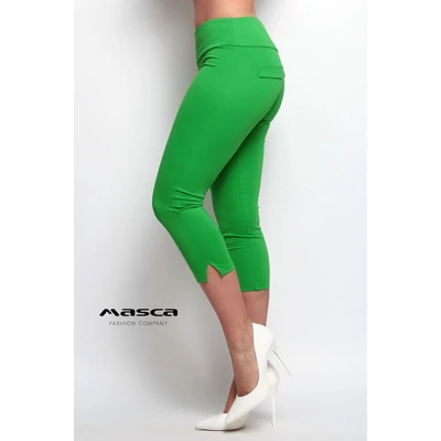 Masca Fashion magas derekú, hátán zsebfedős rugalmas fűzöld szűk capri nadrág