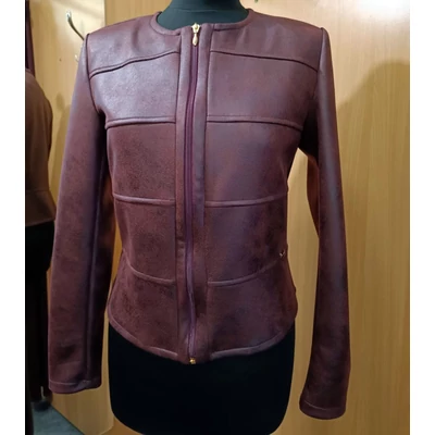 Mystic Day cipzáras, részekből szabott bélés nélküli, márványmintás sötétbordó műbőr Zoé dzseki, kabátka, kivehető válltömésekkel